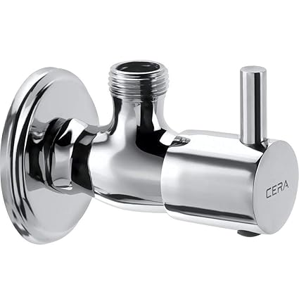 Cera Garnet Quarter Turn Fittings Angle Cock with Wall Flange (Chrome Finish)