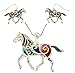 DianaL Boutique Colorful Enameled Horse Pendant Necklace and Earrings Set with 24