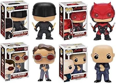 Amazon Funko Pop マーベル デアデビル マット マードック デアデビル ミスク ヴィランテ レッドスーツ ウィルソンフィスク付き ビニールフィギュアセット フィギュア ドール 通販
