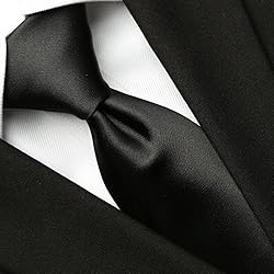 KissTies Black Tie Solid Satin Ties Mens Necktie