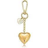 CLASSYZINT Gold Bubble Heart Keychain Initial Letter Keychain Initial Letter Pendant with Puff Heart Pendant Bag Charms