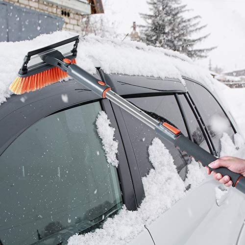 SUPERJARE 39" Telescoping Snow Brush with Integrated Ice Scraper