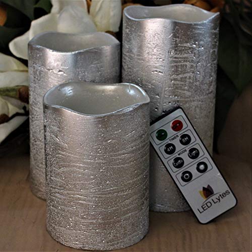 LED Lytes Battery Operated Flameless Candles Set of 3 Round Rustic