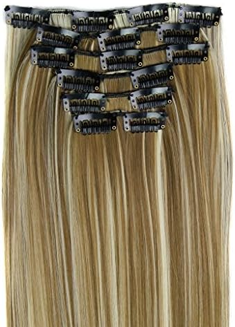 Isabelle hair Straight 22" 7pcs Beautiful Whole Head 16 Clips in Synthetic Hair Extensions (light brown mixed with light blonde)