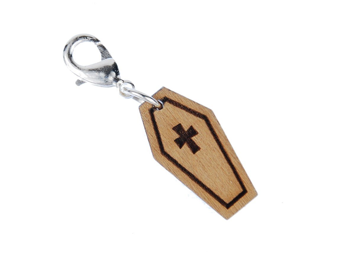 Miniblings Coffin Charm Pendant Zipper Pull Sarcophagus Death Halloween Wood