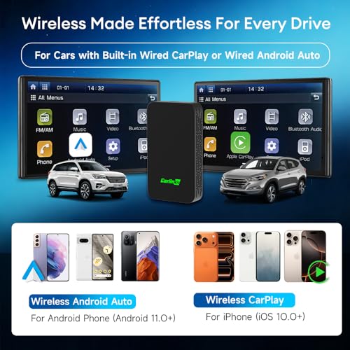 CarlinKit 5.0 Dongle - Wired to Wireless CarPlay & Android Auto Adapter,Online Update,2-Channel Connection, Plug & Plug, 10s Connect for Cars with OEM Wired CarPlay & Android Auto from 2015