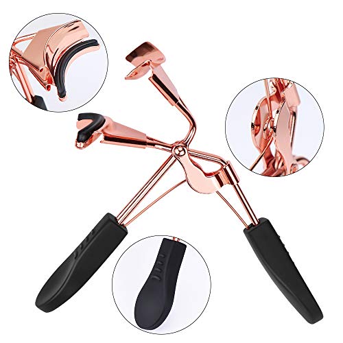 Meetory 4 Pieces Eyelashes Accessories Tools - Eyelash Curlers, 2 Pieces Fake Eyelashes Applicator Tool & Eyebrow/Fake Eyelashes Scissors(Rose Golden) - Thumbnail 7