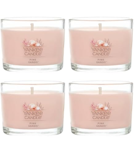 Yankee Candle Signature Votive Mini Candle Jar, Coconut Beach Scent, Natural Soy Wax Blend Candle with Natural Fiber Wick, 1.3 OZ Glass Jar (Pack of 4) : Home & Kitchen