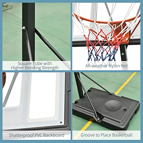 Soozier Portable Basketball Hoop System Stand with 34in Backboard