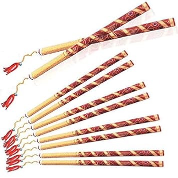 FeelOrna handicrafts and jewellery Wooden Sankheda Dandiya/Garba Sticks , 6 Pairs, 1.7 x 36 cm (Multicolour)
