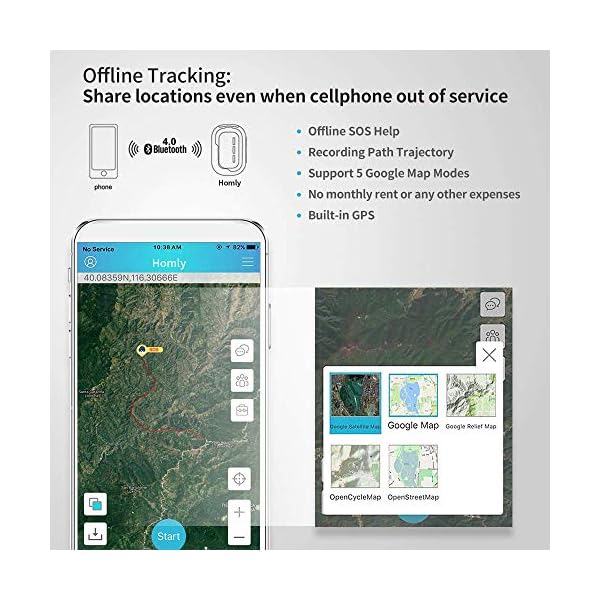 GPS Tracker, No Monthly Fee No Network Required Mini Portable OffGrid Real Time GPS Tracking