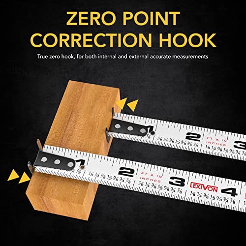 LEXIVON [3Pack] 10Ft/3m DuaLock Tape Measure 3/4Inch Wide Blade