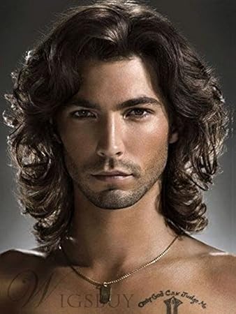 Fidgetgear Hot Men Fashion Short Brown Wavy Curly Hair Handsome