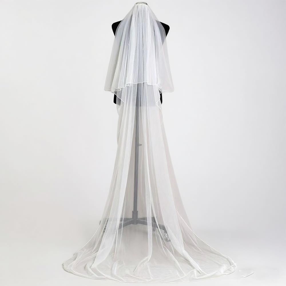 Photo 1 of WerkaSi Wedding Veil Long Cathedral Floor Length Bridal Ivory Veils for Women Wedding Brides (Ivory)