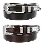 Oil Tanned Ranger Leather Belt With Sterling Silver Western Buckle