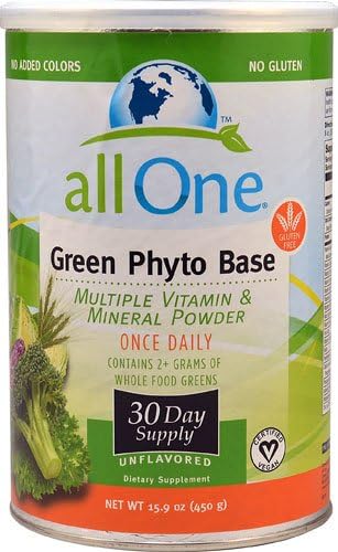 All One Nutritech Green Phyto Base Multiple Vitamin and Mineral Powder -- 15.9 oz - 2PC