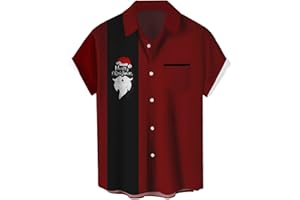 WHO IN SHOP Funny Christmas Shirts for Men Short Sleeve Button Down Vacation Hawaiian Shirt