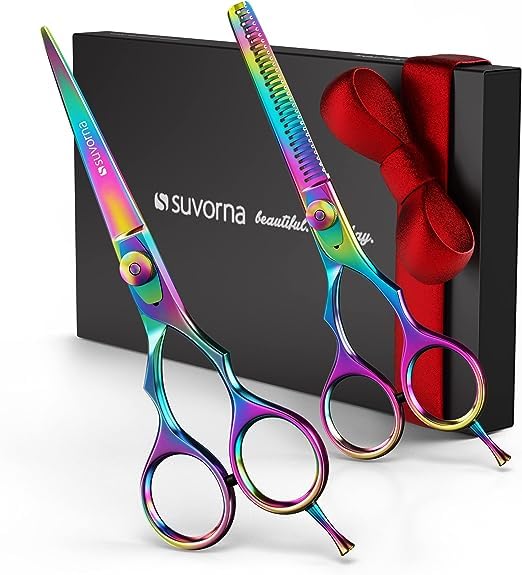 Suvorna 5.5" Hairdressing Scissors Professional with Thinning Shears for Hairdressers, Right Hand Hair Scissors, Hair Shears Professional, Hairdressers 2 Piece Hair Cutting Shears.