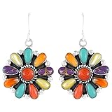 925 Sterling Silver Earrings with Genuine Turquoise and Semiprecious Gemstones