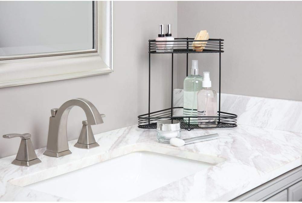 iDesign Vienna Metal Wire Standing Vanity Caddy, 2-Tier Baskets for Countertops, Desks, Dressers, Bathroom, Set of 1, Corner Shelf: Home & Kitchen