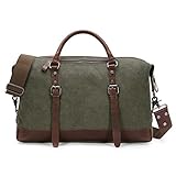 Kattee Genuine Leather Trim Canvas Travel Duffel Bag