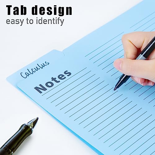 Koogel 16PCS Notes Tabbed File Folders, Lined File Folders 1/3 Cut Tab Letter Size File Folders 11.5 x 9.6 Inch Folders with Tabs 8 Vibrant Colors