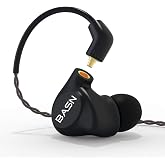 BASN Metalen 4 Drivers in-Ear Monitor Headphones, Wired Earbuds, Matt Black | 2BA+2DD Musicians Noise Isolating IEMs with Deep Bass, Two Detachable MMCX Cables with Case for Singers,Drummers,Bassists