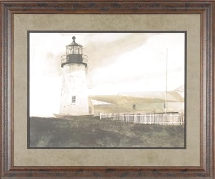 Easterly Andrew Wyeth Lighthouse Seascape Picture Painting, 37x31