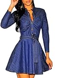 OVERMAL 2016 Womens Urban Denim Shirt Dress Shirt Dress for Girl