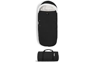 BABYZEN YOYO Footmuff, Black - Sherpa Lining & Fleece Hood with Drawstring to Keep Baby Warm - Includes Carrying Bag - Machine Washable