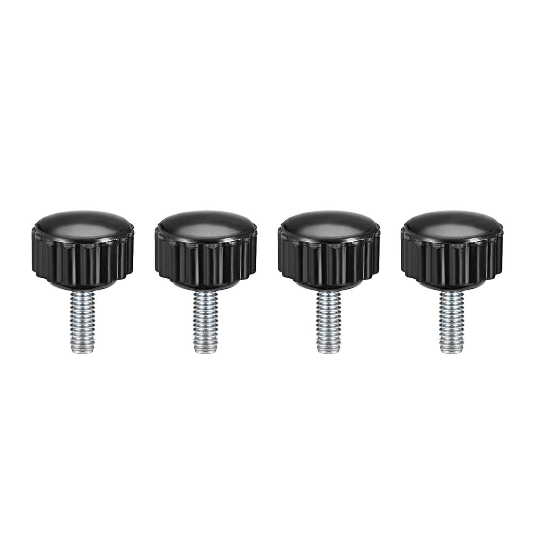 sourcing map M4 x 10mm Metric Male Thread Knurled Clamping Knobs Grip Thumb Screw on Type Hand Clamping Handle Bolt with Plastic Knobs Black 4 Pcs