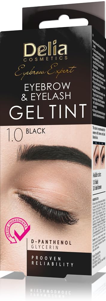 Delia Cosmetics - BLACK Eyebrow & Eyelashes Tint, Innovative Formula, Easy 15 Applications, Full Treatment Kit