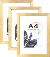 Scholar Tree Gold Wooden Picture Frame A4 Set of 3 with Mount