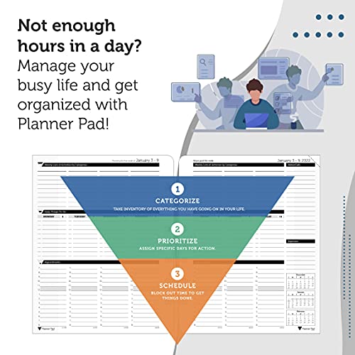 Planner Pad Loose Leaf 3Tier Funnel Down Organizer, January 2022 Start