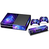 Skins Stickers for Xbox One - Custom Xbox One Console Remote Controller Protective Vinyl Decals Covers - Leather Texture Protector Accessories Fit Xbox 1 Controller - Blue Purple Lines