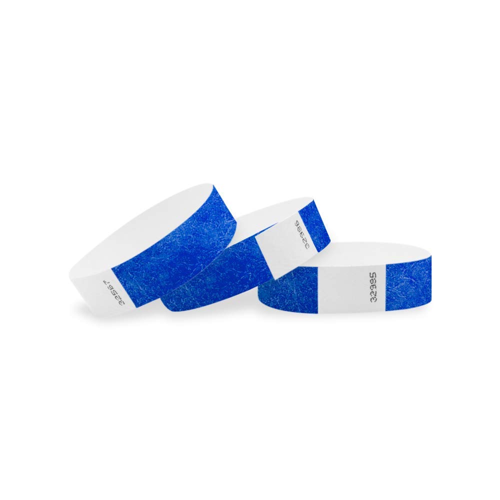 200 WristCo Marine Blue Tyvek Wristbands for Events - Comfortable Tear Resistant Paper Bracelets ID Wrist Bands for Concerts Festivals Admission Party Identification