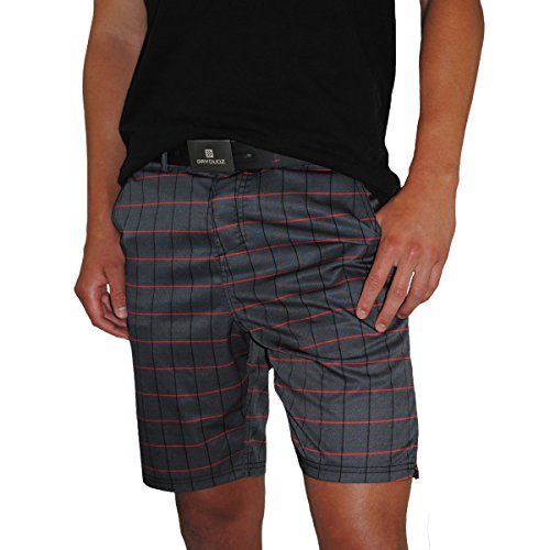 Mens Athletic Shorts, Perfect to be Worn as Mens Boardshorts, Mens Golf Shorts or as Mens Swim Shorts (Black Plaid, 34)