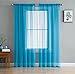 HLC.ME Turquoise Blue Sheer Voile Window Treatment Rod Pocket Curtain Panels for Bedroom and Small Windows (54 x 63 inches Long, Set of 2)