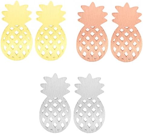 Cute Pineapple Fruit Stud Earrings Set for Women and Girls 3Pairs Set Best Friend Gift