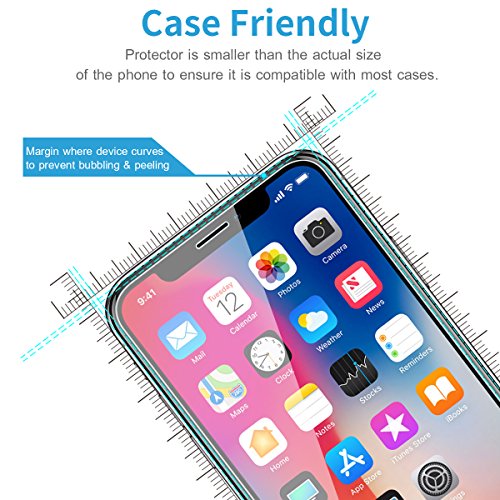 JACNITAD Compatible iPhone X Screen Protector,Tempered Glass Screen Protector Advanced Clarity Compatible Full Durable Screen Protector - Thumbnail 2