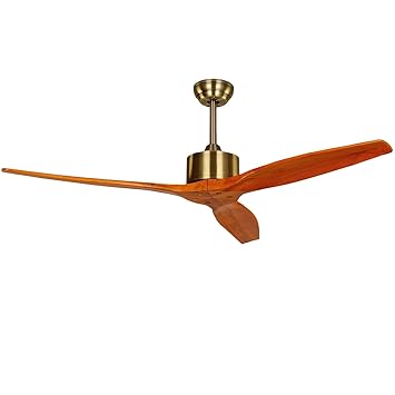 Ceiling Fan With No Light Remote Control And 3 Wood Blades For