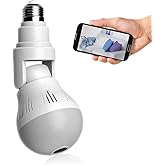 Light Bulb Camera, WiFi Security Bulb Camera, 360 Panoramic Camera, COSULAN Wireless Smart Bulb Camera with Floodlight Night 