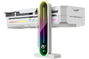 Baotkere Height Adjustable RGB GPU Stand with Temperature Display, 5V 3PIN Video Card Support Holder, Anti Sag Bracket & Magn