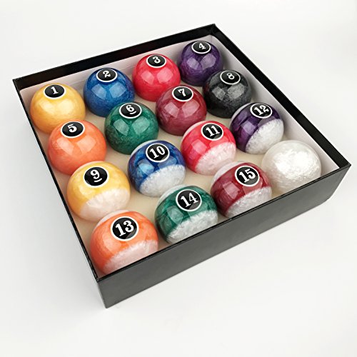 JaperBees Billiard Ball Pool Ball Set-Pearl Look Resin Ball, Complete 16balls, 4.3OZ(1/4 Lighter Than Regulation Weight) and 2-1/4 inch Diameter