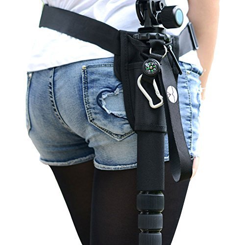 Egoelife Portable Monopod Holder Bag Waist Bag with Hook & Waist Belt Strap(Black)