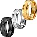 3 PCS 8mm Black Silver Gold Brick Pattern Style Wedding Band Ring, Nickel Free, Cobalt Free!