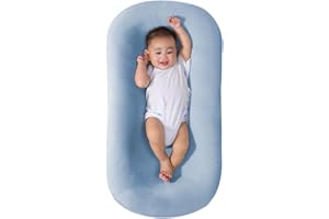 Saanerueen Baby Lounger, Baby Lounger for Newborn, Soft Breathable Washable Infant Lounger for Baby Home and Travel (Blue)