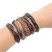 YUEAON handmade multi-style vintage leather cord bracelets cuff bangles rope wristbands Braided wrap tribal bracelet unisex for men women boys girls fashion jewelry adjustable brown 5pcs