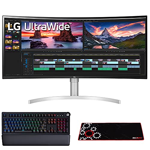 LG 38WN95C-W 38" UltraWide QHD+ IPS Curved Monitor, NVIDIA G-SYNC Compatible Bundle with Deco Gear Mechanical Keyboard Cherry MX Red + Deco Gear Large Extended Pro Gaming Mouse Pad in Oman |