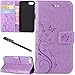 Urvoix for iPhone 6 Plus/iPhone 6S Plus Case, Card Holder Stand Smooth Hand Feel PU Leather Wallet Case - Embossed Flower Butterfly Flip Cover for 5.5